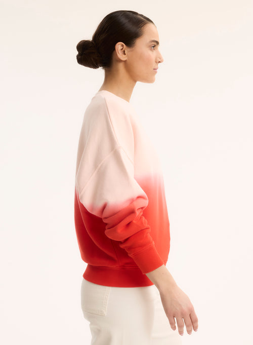 Red Long Sleeve Round Neck Sweat Top in Organic Cotton - MAJESTIC FILATURES