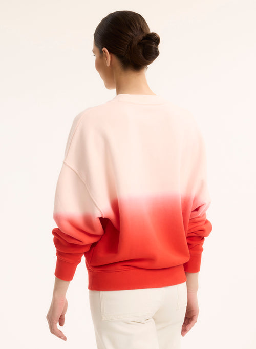 Red Long Sleeve Round Neck Sweat Top in Organic Cotton - MAJESTIC FILATURES