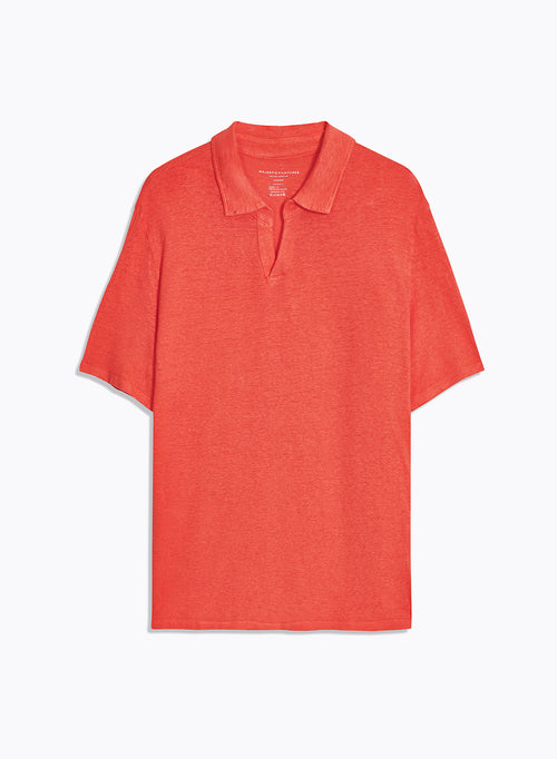 Camiseta naranja Manga Corta Cuello Polo en Lino / Elastano - MAJESTIC FILATURES
