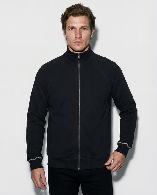 Black Long-Sleeve Jacket in Organic Cotton / Cotton - MAJESTIC FILATURES