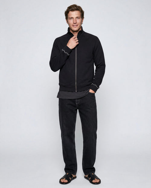 Black Long-Sleeve Jacket in Organic Cotton / Cotton - MAJESTIC FILATURES