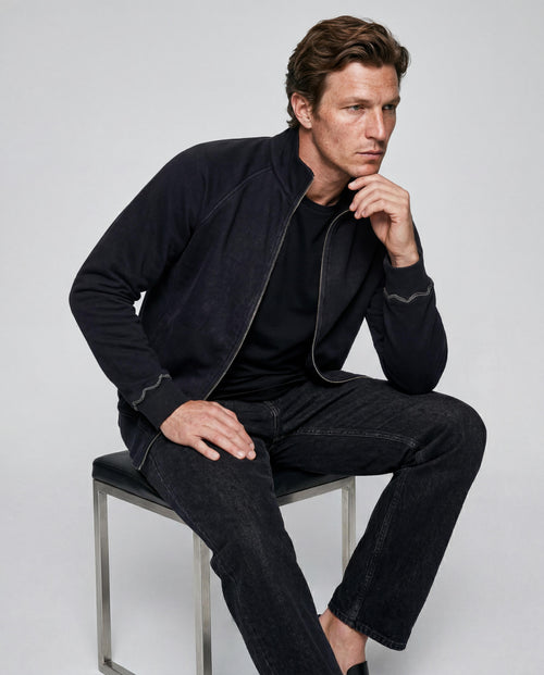 Black Long-Sleeve Jacket in Organic Cotton / Cotton - MAJESTIC FILATURES