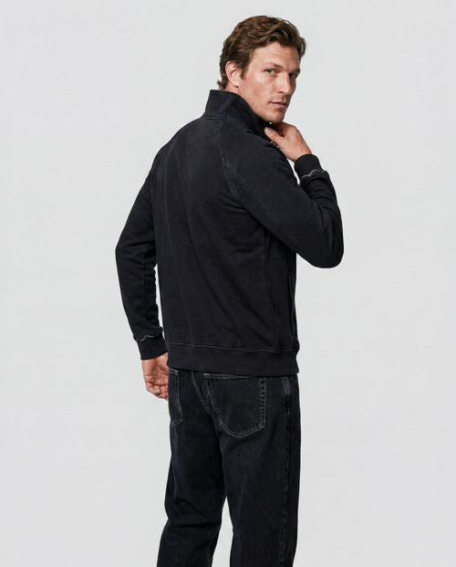 Black Long-Sleeve Jacket in Organic Cotton / Cotton - MAJESTIC FILATURES