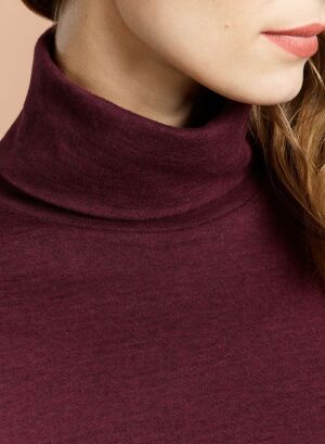 Robe Violet / Gris Col Roulé Manches Longues en Coton / Cachemire / Coton - MAJESTIC FILATURES