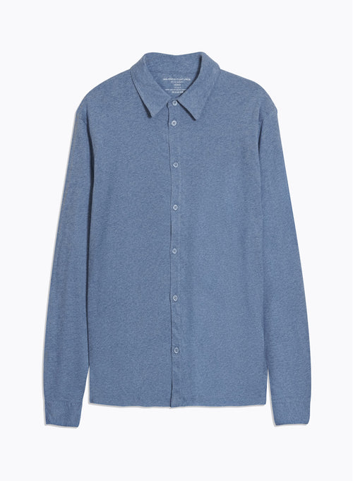 Blue Long Sleeve Shirt in Deluxe Cotton - MAJESTIC FILATURES